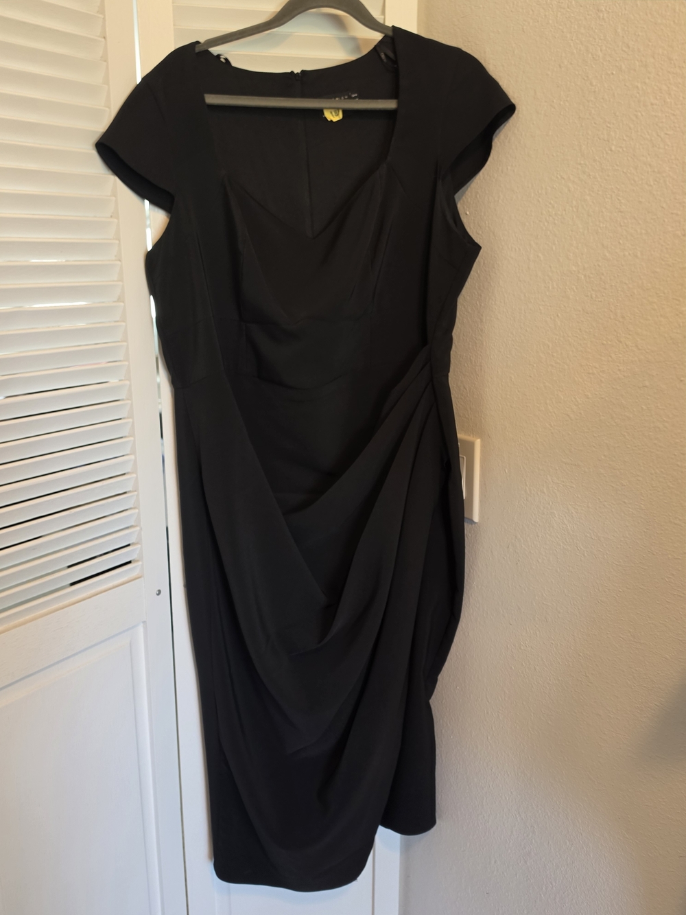 Asos Curve Draped Midi Dress in Black Size 14 Like New